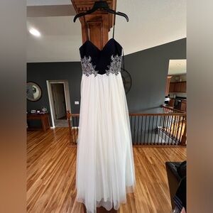 White and Navy Prom Dress